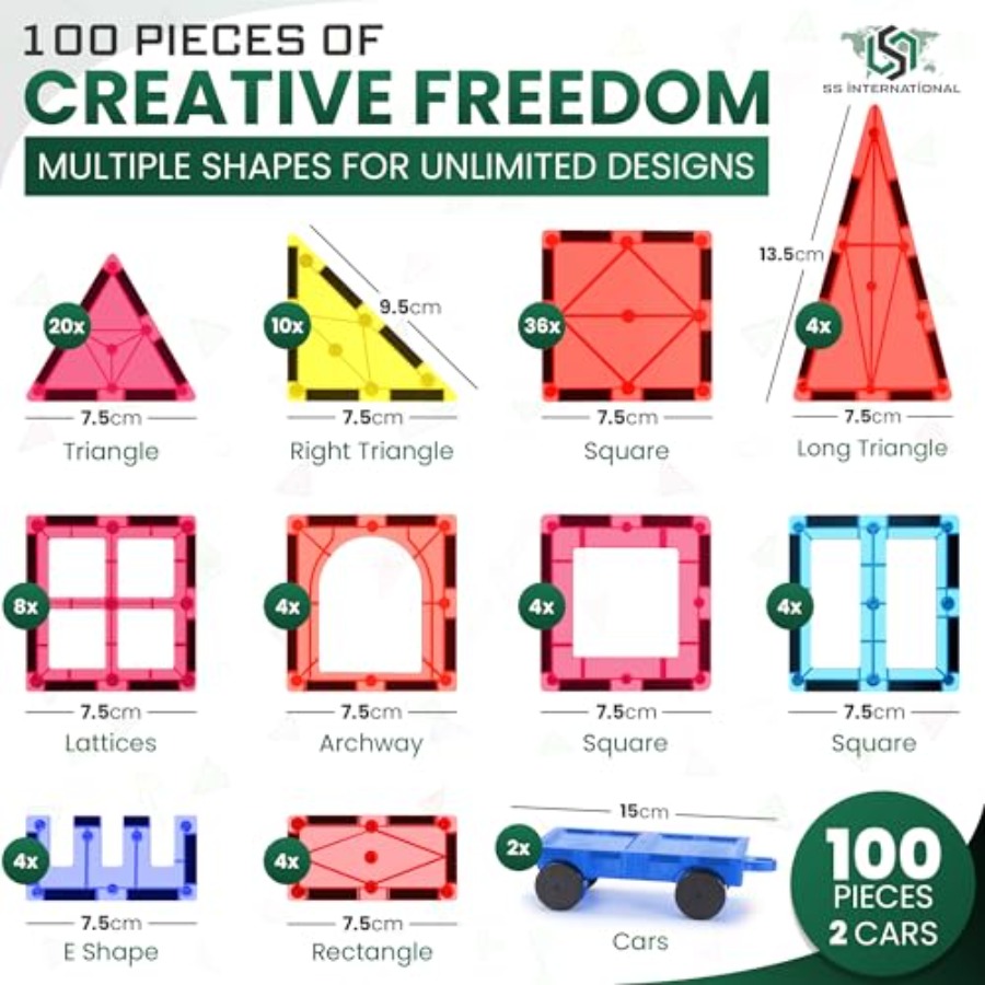 Magnetic Tiles Construction Se - Magnetic Building Tiles Set 100Pcs ulasan dan harga